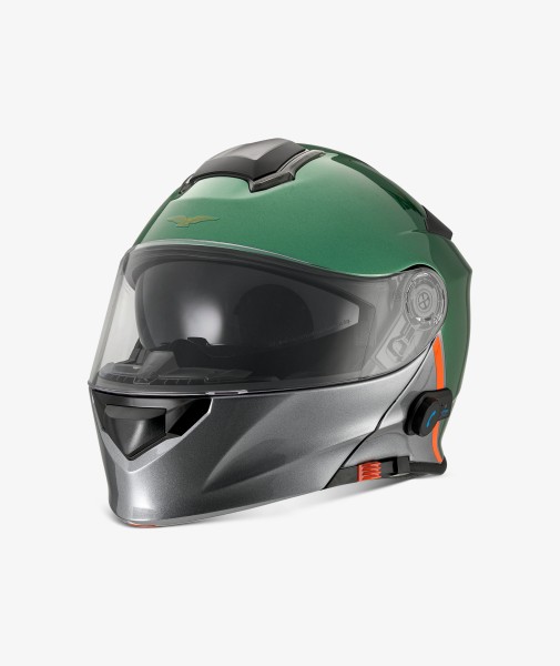 Casco Moto Guzzi "Modular BT" verde con Bluetooth